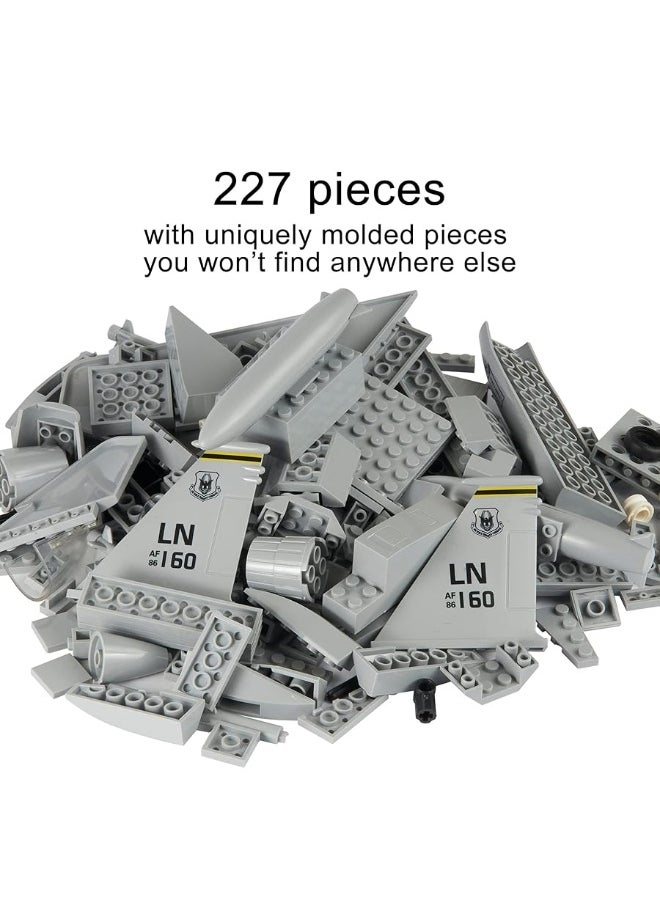 Apostrophe Games Apostrophe Games Fighter Jet Building Block Set  227Pcs F15 Eagle Fighter Jet Building Toys Set  Building Block Plane Toy for Kids Older Than 10 and Adults  Compatible with All Building Bricks  - Image 2