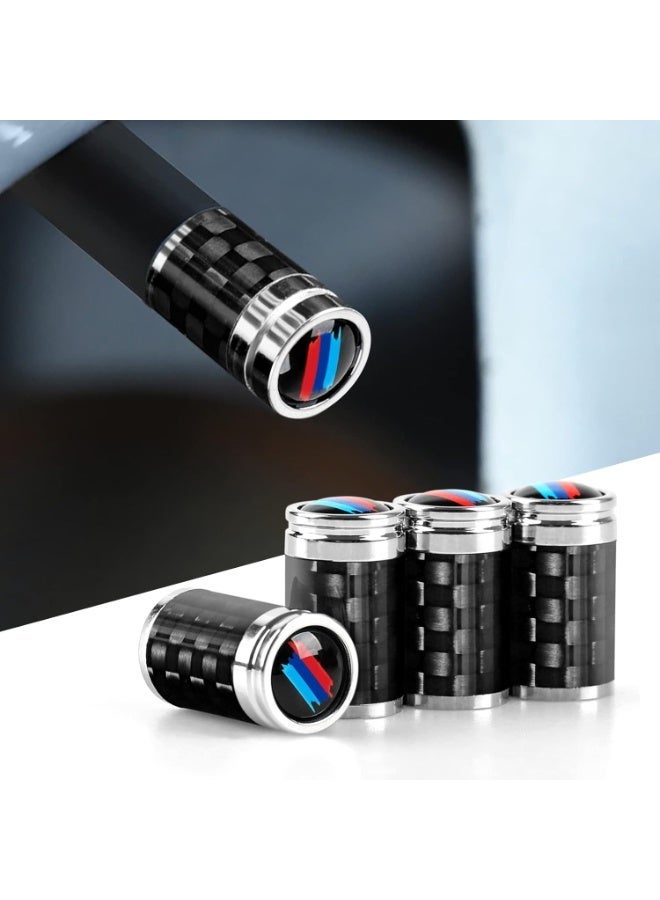 4PCS سيارة عجلة الإطارات صمام الجذع غطاء صمام ألياف الكربون متوافق مع BMW 1 2 3 4 5 6 7 سلسلة X1 X2 X3 X4 X5 X6 X7 الملحقات - Image 1