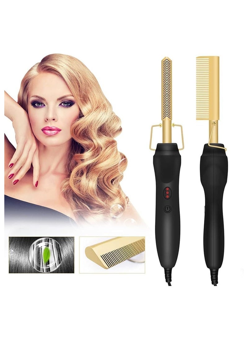 2 in 1 Hot Comb Straightener Electric Hair Straightener Hair Curler Wet Dry Use Hair Flat Irons Hot Heating Comb For Hair - Image 2