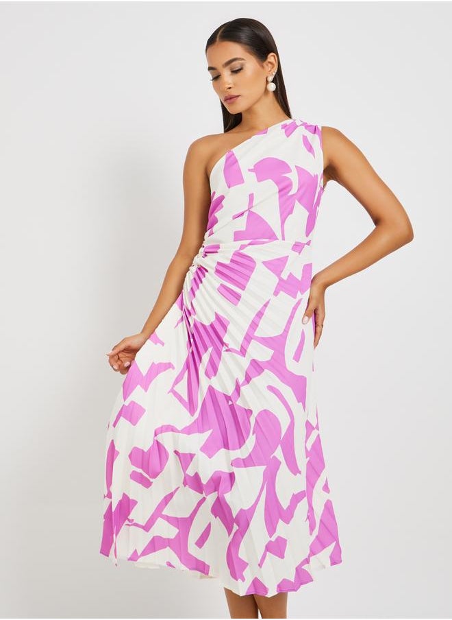 Styli Printed One-Shoulder Dress  - Image 3