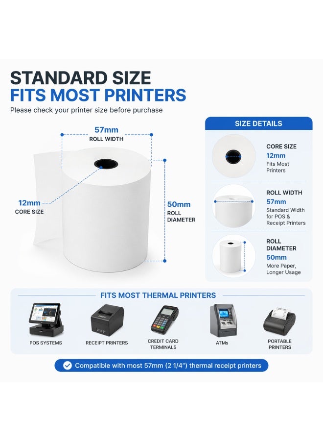POS Thermal Paper Rolls 80x80mm Pack of 6 – Receipt Printer Paper for Cash Register & POS Machines, BPA Free Thermal Rolls for Billing & ATM Use - Image 3