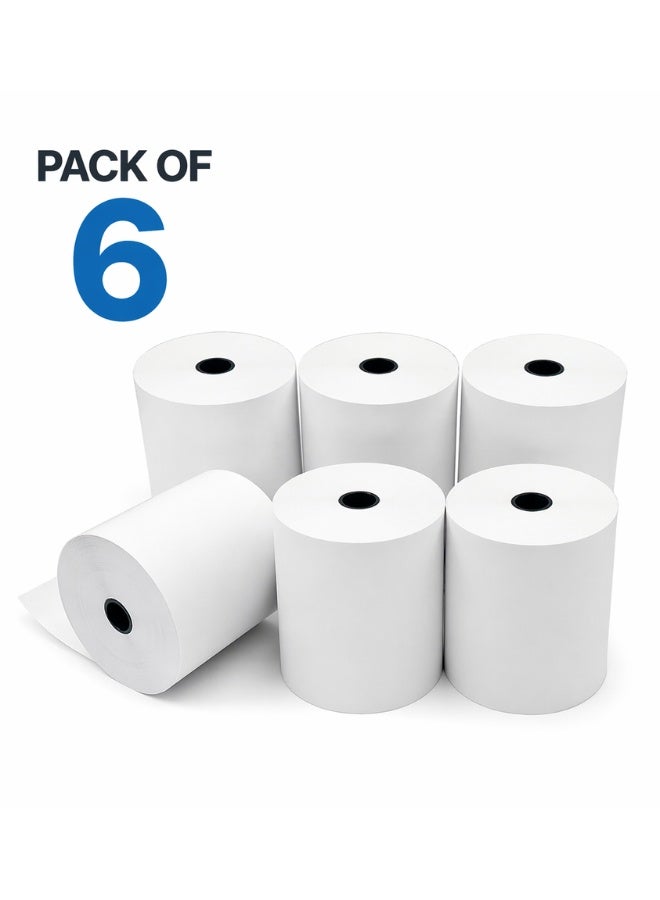 POS Thermal Paper Rolls 80x80mm Pack of 6 – Receipt Printer Paper for Cash Register & POS Machines, BPA Free Thermal Rolls for Billing & ATM Use - Image 1