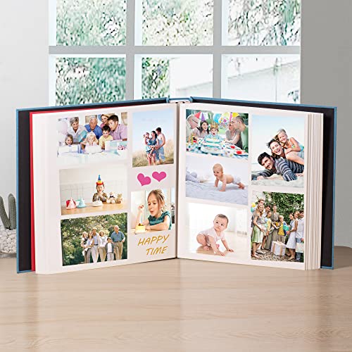 HenPisen Large Photo Album Self Adhesive 4x6 8x10 10x12 Scrapbook Magnetic Album DIY Scrapbook Length 13 x Width 12.8 (Inches) 120 Sticky Pages Linen Cover DIY Photo Album(Sky blue) - Image 3