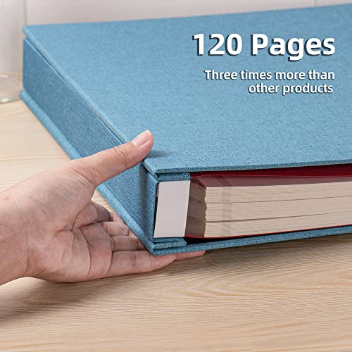 HenPisen Large Photo Album Self Adhesive 4x6 8x10 10x12 Scrapbook Magnetic Album DIY Scrapbook Length 13 x Width 12.8 (Inches) 120 Sticky Pages Linen Cover DIY Photo Album(Sky blue) - Image 4