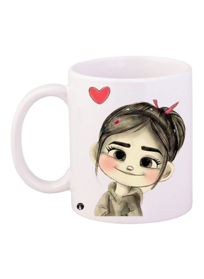 RYN Anime Girl Printed Coffee Mug White/Black/Red 11ounce