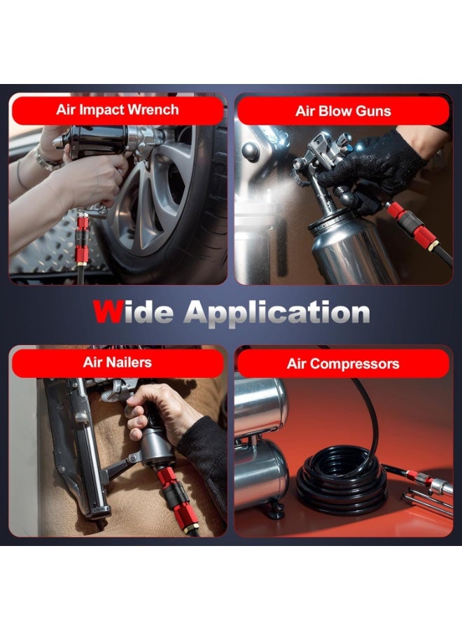 VKL Air Hose Fittings 1/4 Inch NPT Quick Connect Air Coupler and Plug Kit Industrial Type Air Fittings Universal Air Compressor Adapter Set 14 Pieces - Image 2