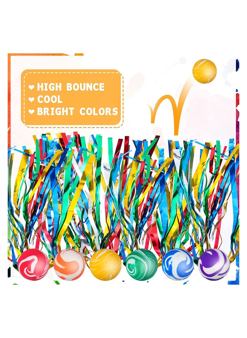 Generic - 50 Pcs Kids Comet Balls Bouncy Balls with Colorful Streamers Mini Rubber Ball for Kids Little Teens Birthday Party Favors Goodie Bag Fillers Assorted Colors - Image 1