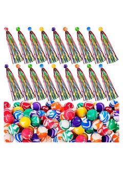 50 Pcs Kids Comet Balls Bouncy Balls with Colorful Streamers Mini Rubber Ball for Kids Little Teens Birthday Party Favors Goodie Bag Fillers Assorted Colors