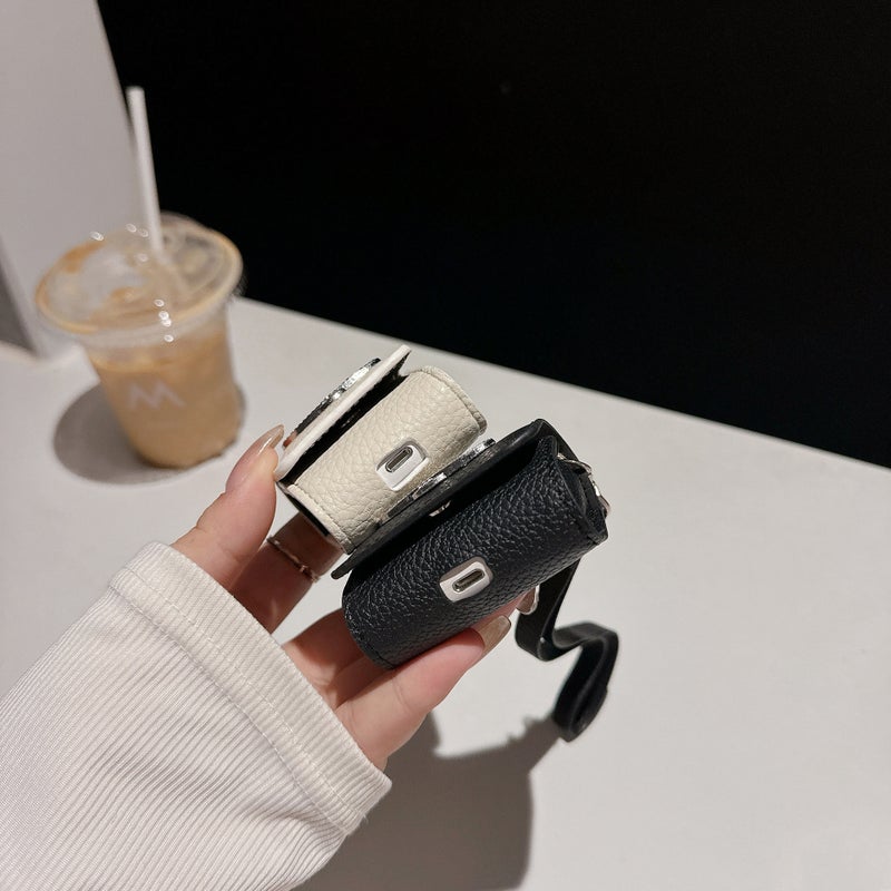 Suitable For Airpodspro2 Wireless Headphone Case Hand Rope Trendy Brand Litchi Pattern New Third Generation Bluetooth Headset Drop-Proof Cover 2 - Image 4