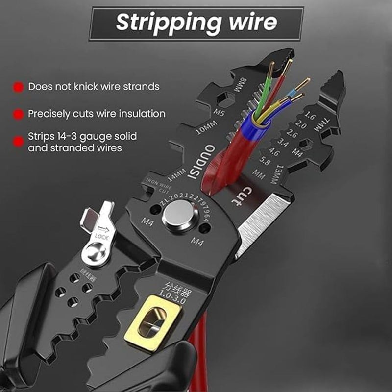 Hitwa 25in1 Wire Stripper Multifunctional Wire Stripping Tool Cable Stripper Tool Wire Crimping Tool Wire Cutter Stripping Tool for Electric Cable Stripping Cutting and Crimping - Image 5