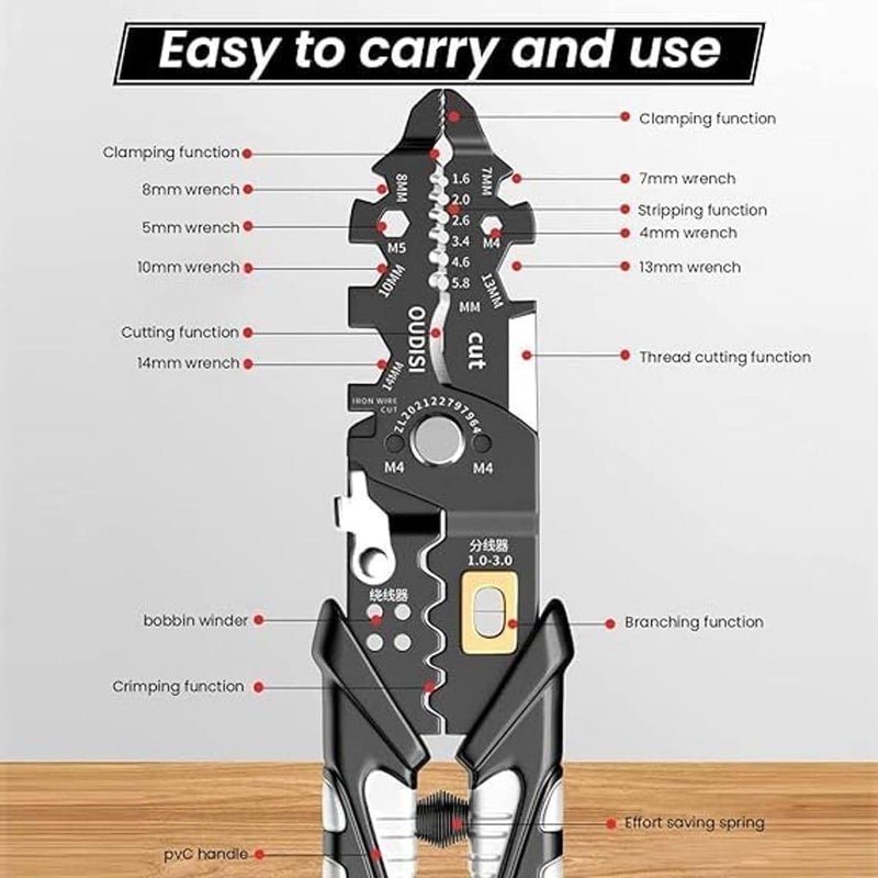 Hitwa 25in1 Wire Stripper Multifunctional Wire Stripping Tool Cable Stripper Tool Wire Crimping Tool Wire Cutter Stripping Tool for Electric Cable Stripping Cutting and Crimping - Image 4