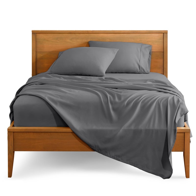 Bare Home Queen Sheet Set  Luxury 1800 UltraSoft Microfiber Bed Sheets  Double Brushed  Deep Pockets  Easy Fit  4 Piece Set  Bedding Sheets  Pillowcases Queen Grey