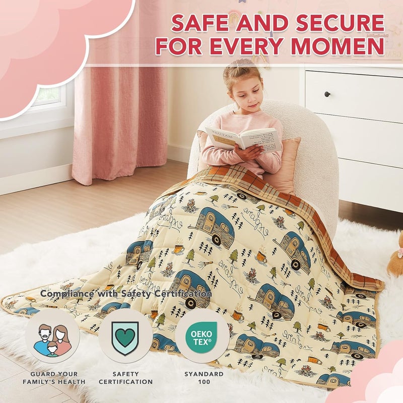 CuteKing Weighted Blanket - Weighted Blanket with Premium Glass Beads - Breathable Heavy Blanket for Comfort Sleep - Thick Blanket All Season(10lbs, 50"x60", Camping) - Image 2