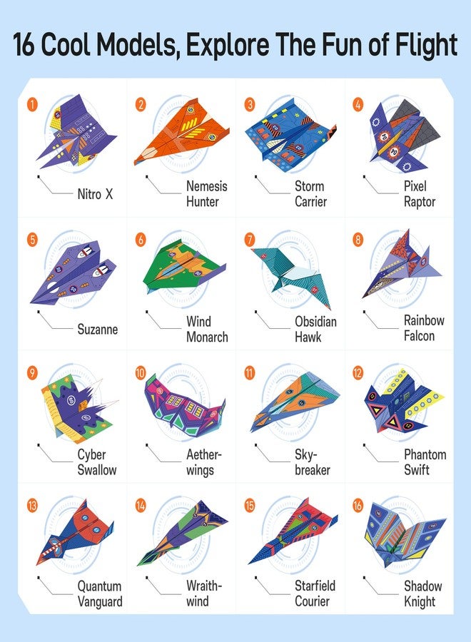 Leven DIY Paper Airplane Book, 16 Creative Folding Paper Planes with 48 Sheets of Colorful Origami Paper, Arts & Crafts Kit with Video Tutorials - Gifts for Boys and Girls Ages 6-12+ 11 * 8.3 inches - Image 3
