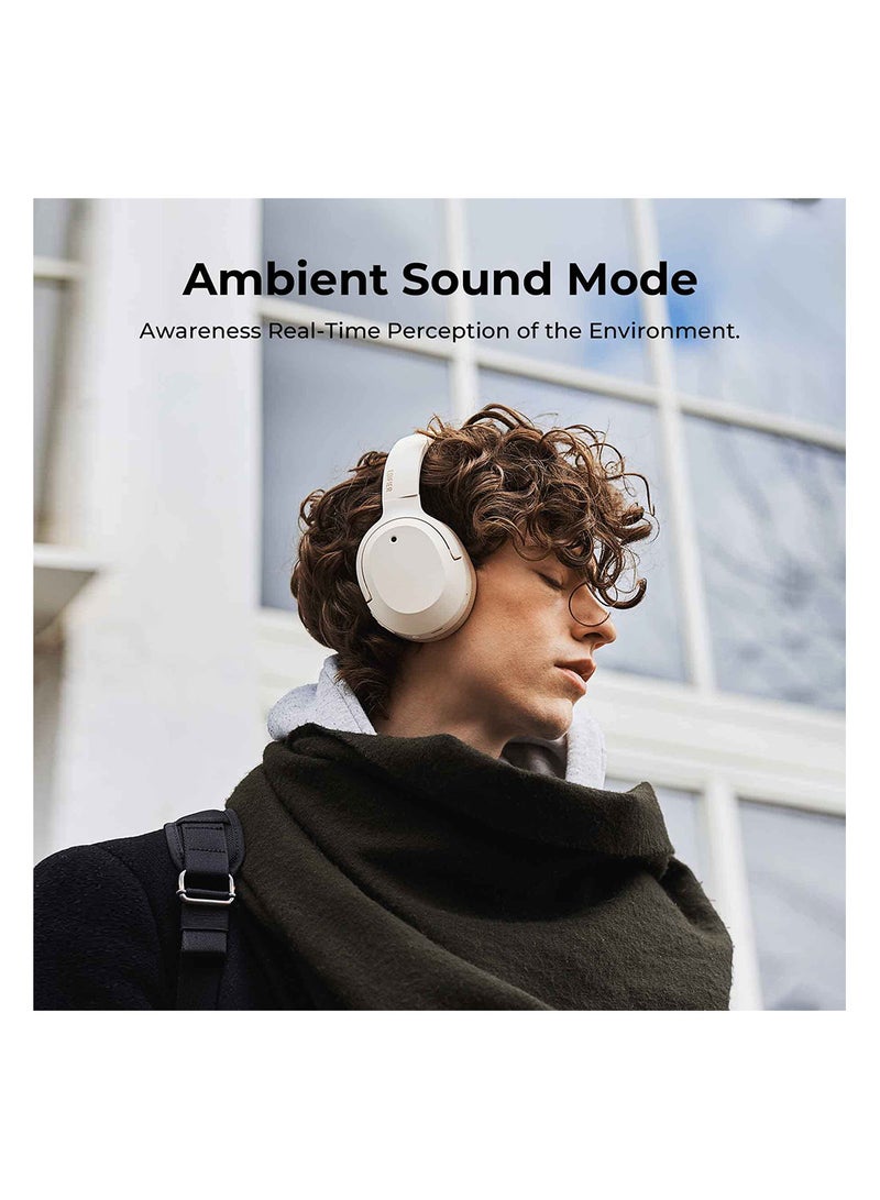 اديفير Hybrid Active Noise Cancelling Headphones - LDAC Codec - Hi-Res Audio Wireless & Wired - Fast Charge - 49H Playtime - Over Ear Bluetooth V5.2 Headphones Ivory - Image 3