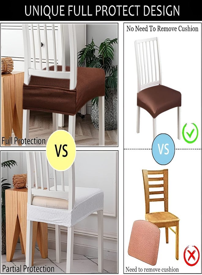 FABANE Spandex Universal Size Dining Chair Seat Cover Set Of 4 Seater Pcs Are Easily Washable Strechable And Comfortable For Dining Room (4 Seat Cover, Solid Brown) - Image 4