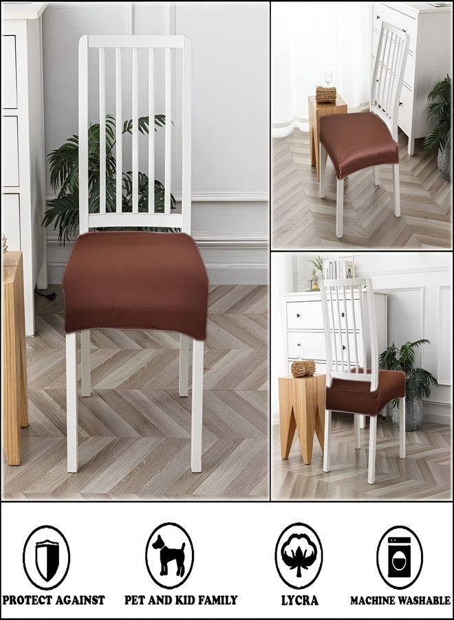 FABANE Spandex Universal Size Dining Chair Seat Cover Set Of 4 Seater Pcs Are Easily Washable Strechable And Comfortable For Dining Room (4 Seat Cover, Solid Brown) - Image 2