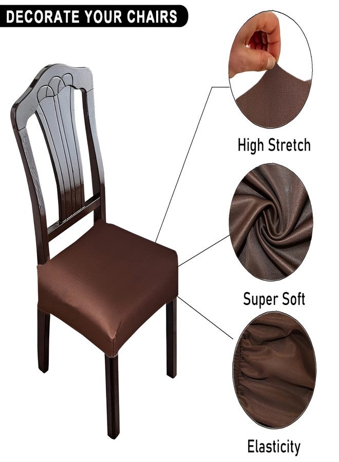 FABANE Spandex Universal Size Dining Chair Seat Cover Set Of 4 Seater Pcs Are Easily Washable Strechable And Comfortable For Dining Room (4 Seat Cover, Solid Brown) - Image 5