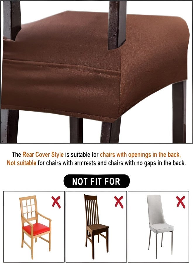 FABANE Spandex Universal Size Dining Chair Seat Cover Set Of 4 Seater Pcs Are Easily Washable Strechable And Comfortable For Dining Room (4 Seat Cover, Solid Brown) - Image 3