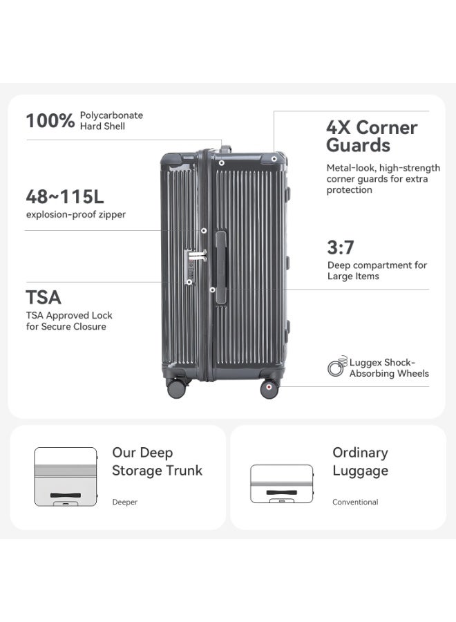 LIGHTGO 7672 Carbon Grey large size suitcase PC Suitcase Trunk case check in luggage 30 inch with TSA travel case YKK zipper - Image 4