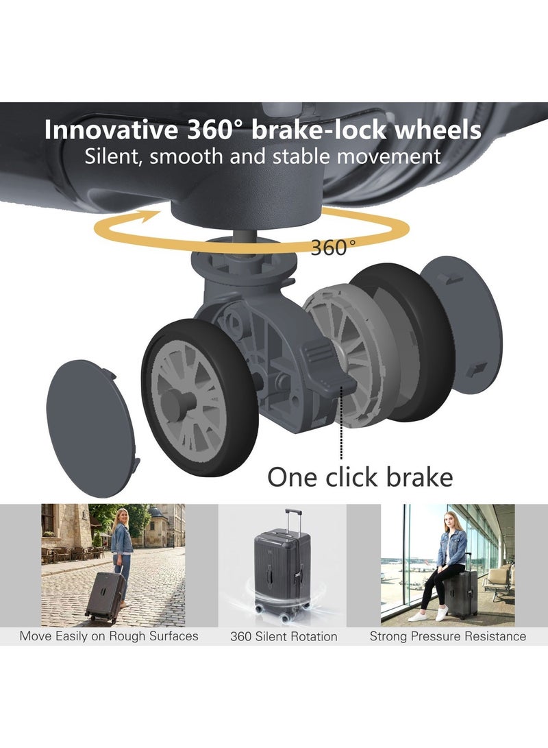 LIGHTGO 7672 Carbon Grey large size suitcase PC Suitcase Trunk case check in luggage 30 inch with TSA travel case YKK zipper - Image 3