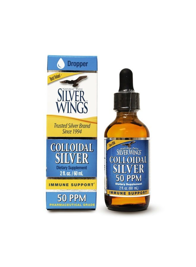 Natural Path Silver Wings Colloidal Silver 50ppm (250mcg) Immune Support Supplement 2 fl. oz. Dropper - Image 1