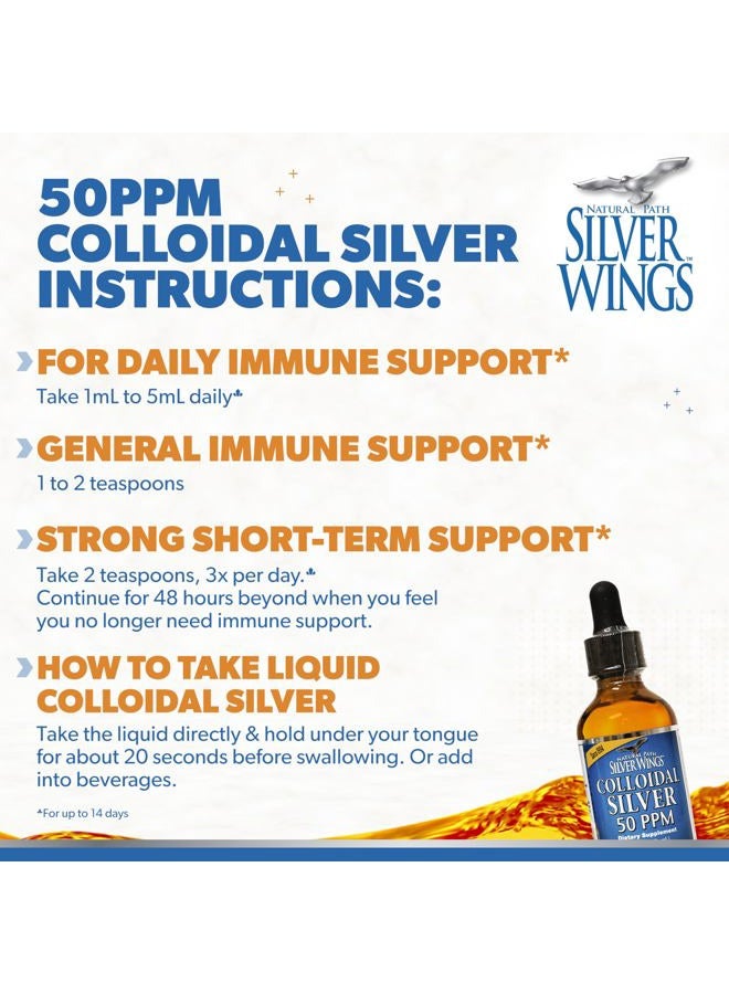 Natural Path Silver Wings Colloidal Silver 50ppm (250mcg) Immune Support Supplement 2 fl. oz. Dropper - Image 4