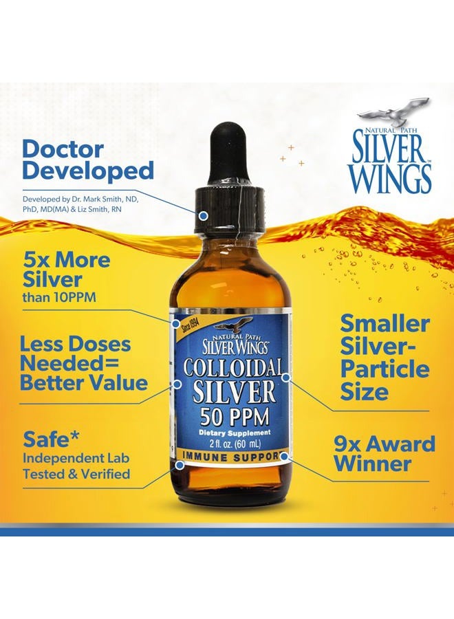 Natural Path Silver Wings Colloidal Silver 50ppm (250mcg) Immune Support Supplement 2 fl. oz. Dropper - Image 3
