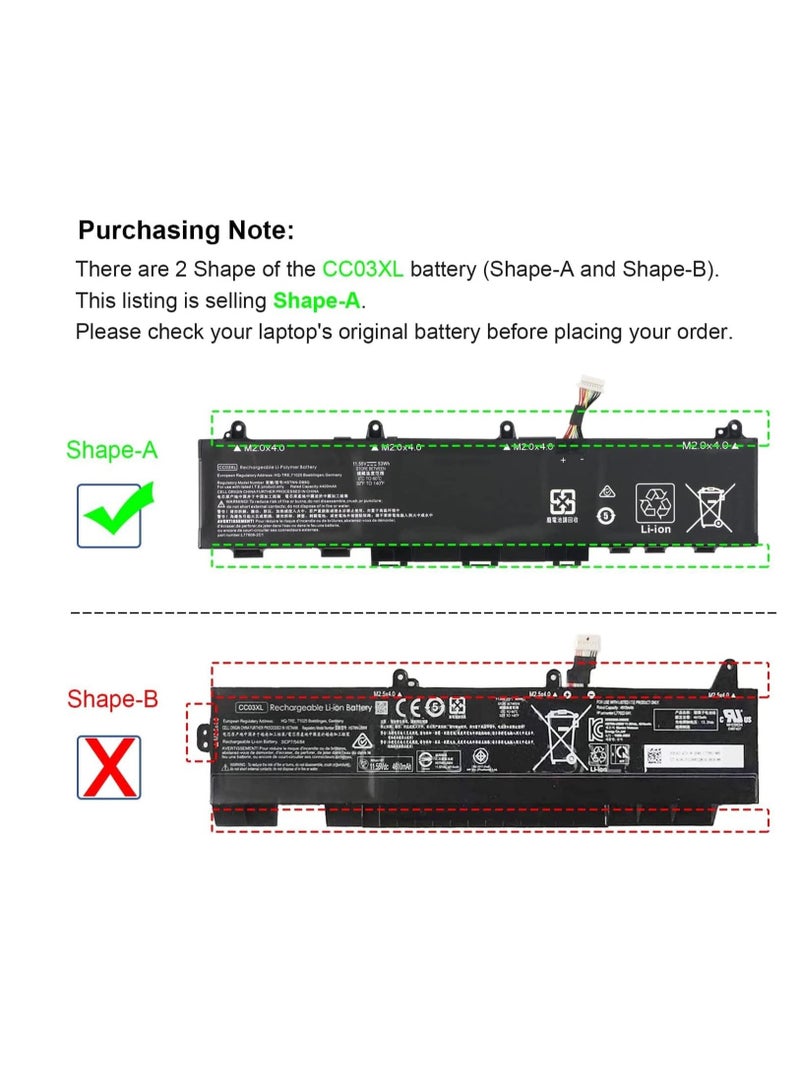 Battery 53Wh CC03XL CC03053XL-PL Laptop Battery for HP EliteBook 830 835 840 845 G7 G8 Probook 635 Aero G7 G8 ZBook Firefly 14 G7 G8 MT32 Mobile Thin Client L78555-0055-0055-0055 L776 08-421  - Image 2