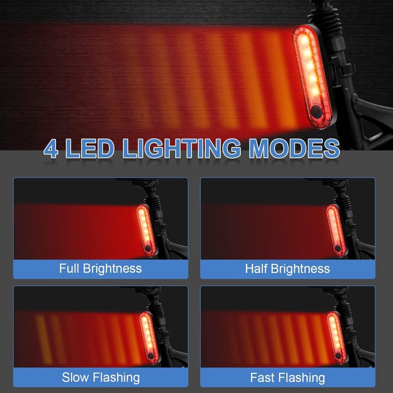 EBUYFIRE Bike Tail Light 5LED Bike Rear Light Rechargeable Bicycle TailLight Rear Cycling Safety Flashers Blinking 4 Modes (Set A) - Image 3