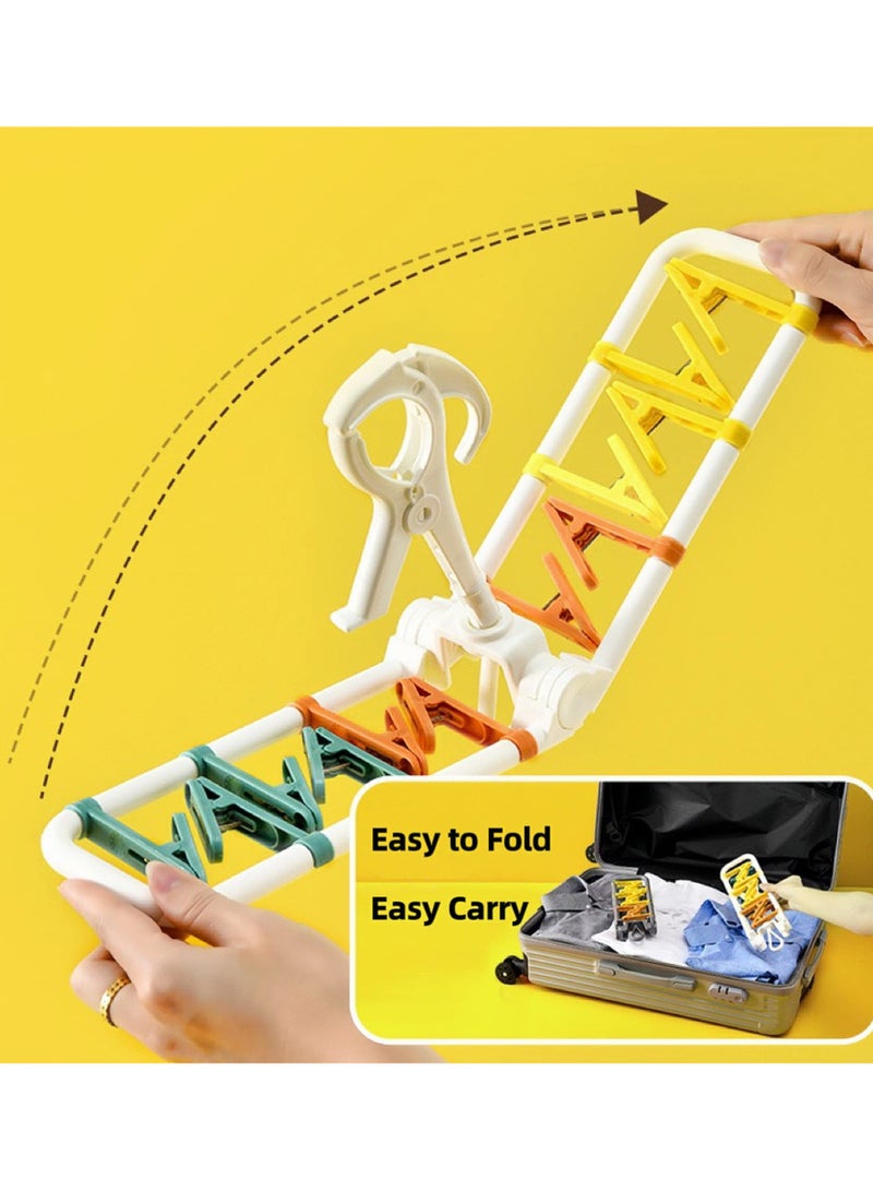 2 Pack Sock Drying Rack, with Clips,Drying Rack Clothing Foldable with 24 Sock Clips 360° Rotatable Hook for Drying Socks Towels Bras Gloves Baby Clothes Diaper Etc (17.7x3.7x8.6 inches) - Image 2