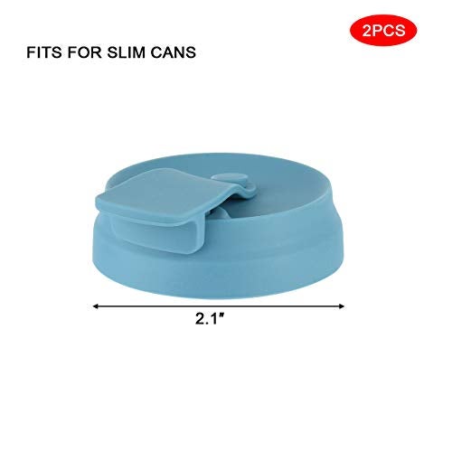 CM Silicone Slim Can Lids Beverage Can Lid Cover Protector for Slim Can and Skinny Can Hard Seltzer, Soda, Beer, Energy Drinks, Juice (Dark Blue (2 Pcs)) - Image 2