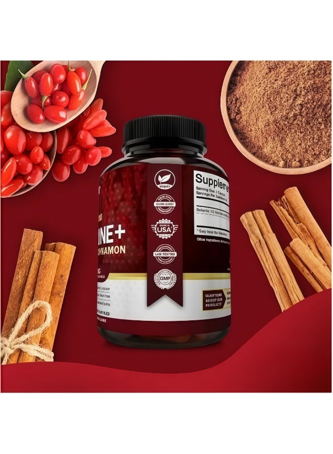 بريميم كبسولات نباتية Premium Berberine+ 1200 مجم (120 قطعة) - معززة بقرفة سيلون وكرز Ciglian النقي | دعم تغذية يومي طبيعي، غير معدل وراثيًا، نباتي وخالي من الجلوتين - Image 5