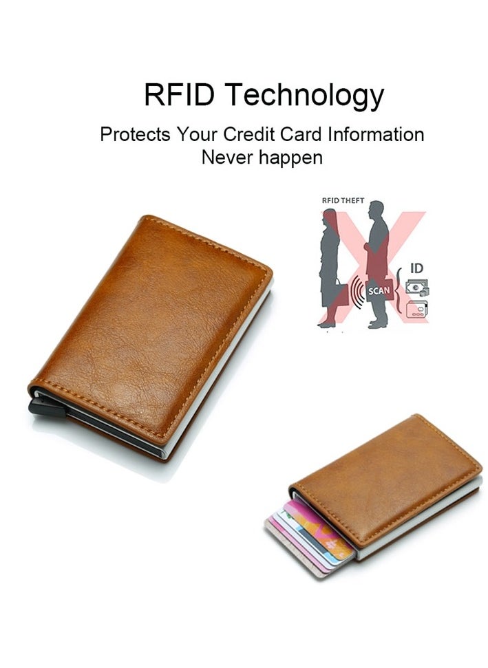 amazing - Slim Wallet for Men & Women Credit Card Holder RFID Blocking Leather Aluminum Business Card Case Wallet - Image 1