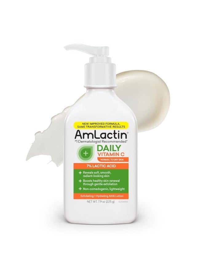 AmLactin Daily Vitamin C Lotion – Brightening Body Lotion for Dry Skin - No-Scrub Exfoliator and Moisturizer with 7% Lactic Acid AHA and Vitamin C, 7.9 oz - Image 1