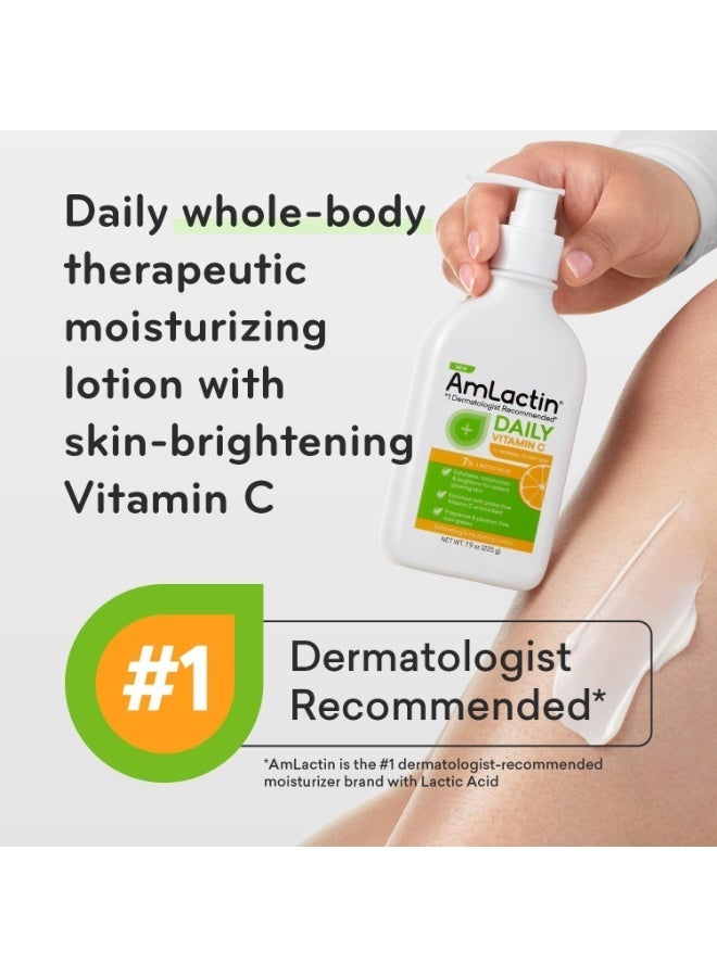 AmLactin Daily Vitamin C Lotion – Brightening Body Lotion for Dry Skin - No-Scrub Exfoliator and Moisturizer with 7% Lactic Acid AHA and Vitamin C, 7.9 oz - Image 2