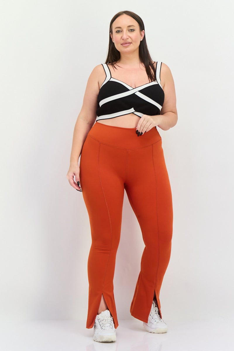 The Giving Movement Women Regular Fit Embroidered Logo Flare Pants, Rust - Image 4