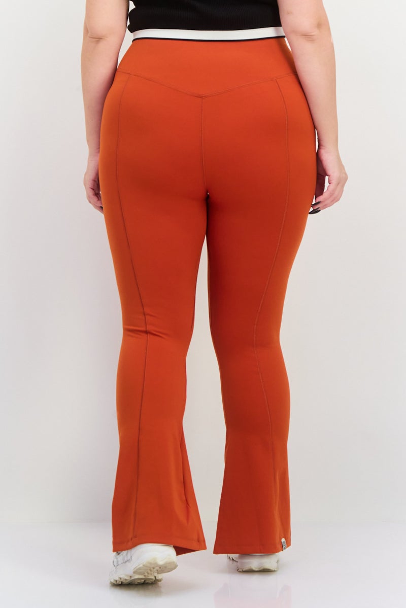 The Giving Movement Women Regular Fit Embroidered Logo Flare Pants, Rust - Image 2