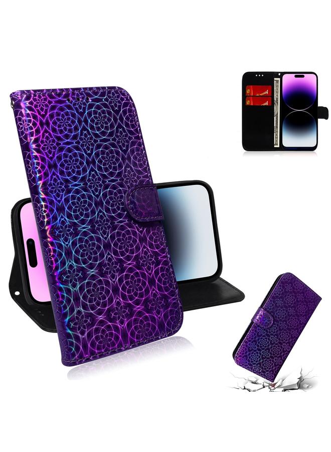 اس-توب جراب هاتف iPhone 15 Pro مصنوع من الجلد الملون مع مشبك مغناطيسي - Image 1