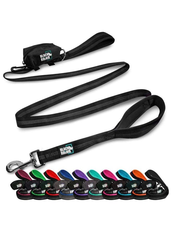 Black Rhino طوق كلب ثقيل - طوق بطول 6 أقدام للكلاب المتوسطة والكبيرة - طوق تدريب بمقبض مزدوج مع قبضة مبطنة، حقيبة، خياطة عاكسة، ومقاوم للعوامل الجوية - Image 1