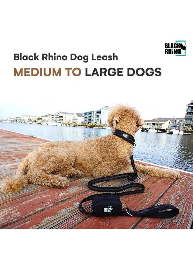 Black Rhino طوق كلب ثقيل - طوق بطول 6 أقدام للكلاب المتوسطة والكبيرة - طوق تدريب بمقبض مزدوج مع قبضة مبطنة، حقيبة، خياطة عاكسة، ومقاوم للعوامل الجوية - Image 4