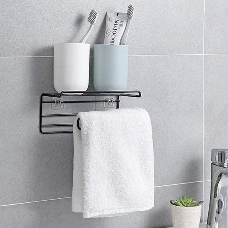 Spaceshoop Rasikvar Toilet Tissue Paper Holder Self Adhesive Storage Towel Hanger Organizer Wall Mounted with Smartphone Stand, Mobile Phone (Standard) - Image 4