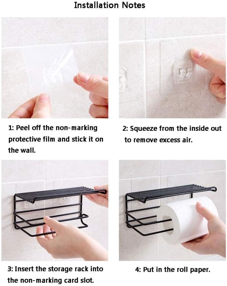 Spaceshoop Rasikvar Toilet Tissue Paper Holder Self Adhesive Storage Towel Hanger Organizer Wall Mounted with Smartphone Stand, Mobile Phone (Standard) - Image 3