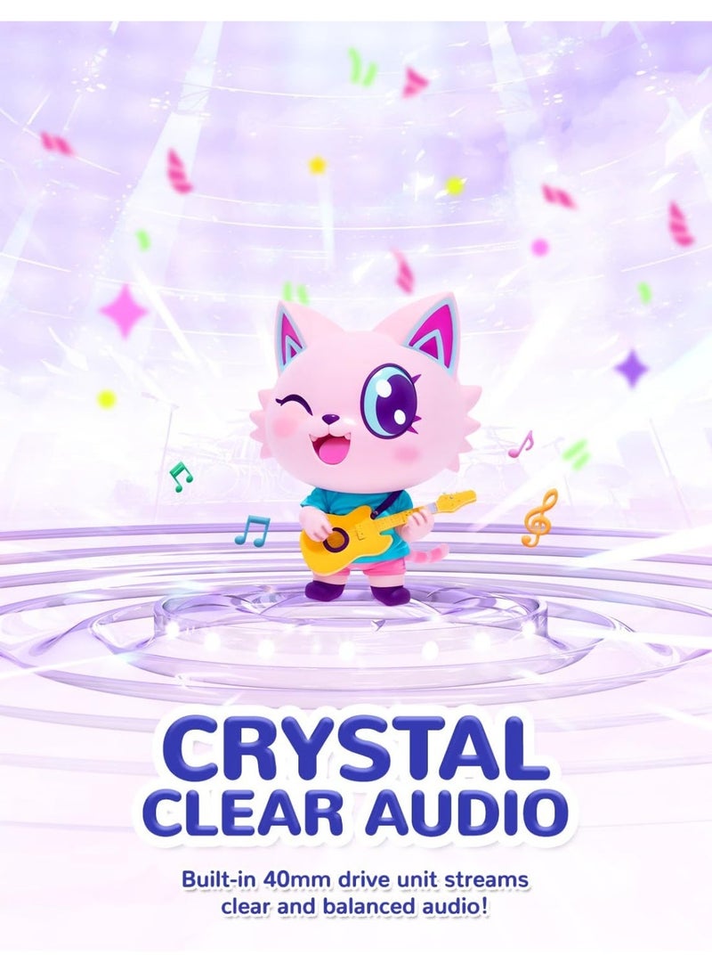 iClever Kids Headphones, LED Light Up Cat Ear, 85dBA Safe Volume, Stereo Sound Toddler Headphones, Foldable 3.5mm Wired Kids Headphone for Tablets School Travel - Image 3