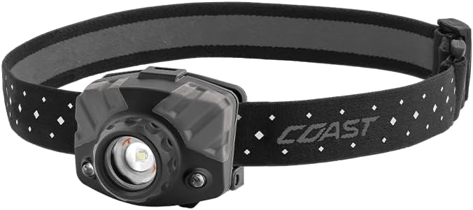Coast Coast FL68 415 Lumen TriColor WhiteGreenRed LED Headlamp Batteries and Hard Hat Clips Included 
