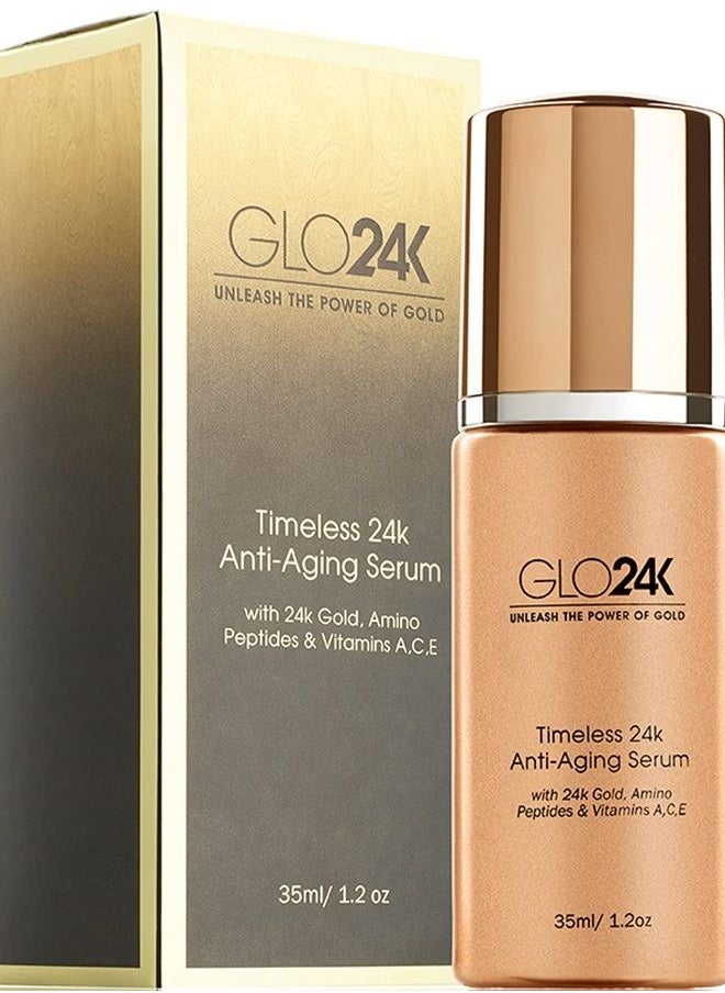 GLO24K UNLEASH THE POWER OF GOLD GLO24K Timeless Serum with 24k Gold, Peptides, and Vitamins A,C,E. A Powerful formula to nourish and revitalize your skin.  - Image 1