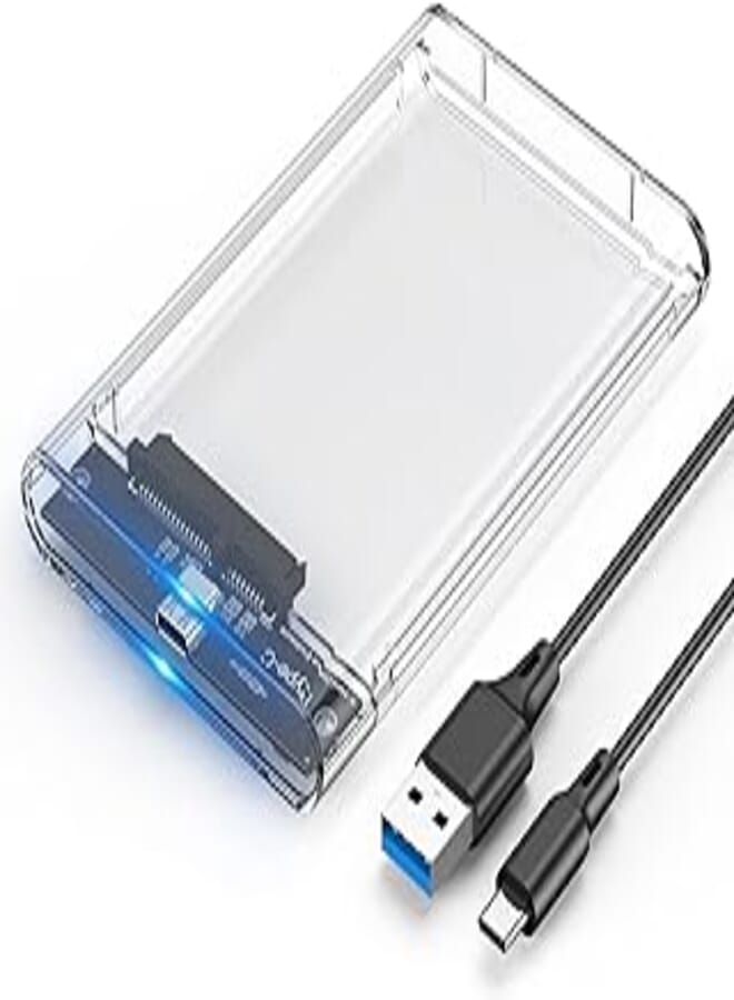 Eaget 2.5 Inch External Hard Drive Enclosure USB C 3.1 to SATA III 6Gbps UASP Transparent Hard Disk Case 7/9.5mm HDD SSD Tool Free Compatible with PC TV PS4 Xbox
