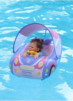 SwimBoBo Baby Swimming Inflatable Float with Sun Protection Canopy Children Waist Ring Pool Floats add Tail no flip Over Swim Trainer for Infants Swimming Buoy (Purple Sports Car Swimming Ring)  - Image 5