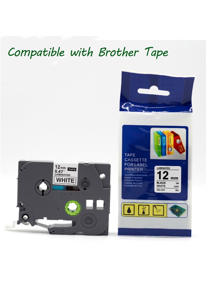 Furtey 1-Piece P-Touch Laminated Tape 12mm Width Suitable for Label Printer Compatible With BROTHER Tape  - Image 1