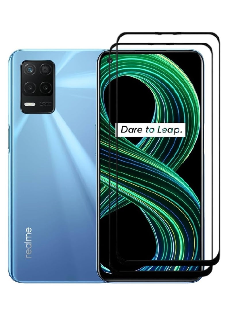 AINA حماية شاشة زجاجية مقسّاة 2 قطعة 5D مصممة لهاتف Realme 8 5G تغطية كاملة من الحافة إلى الحافة ولصق كامل خالي من الفقاعات - Image 1